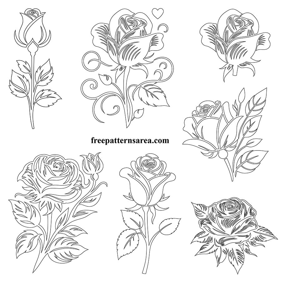 Free Vector Rose Silhouettes Download SVG PNG DXF More FreePatternsArea