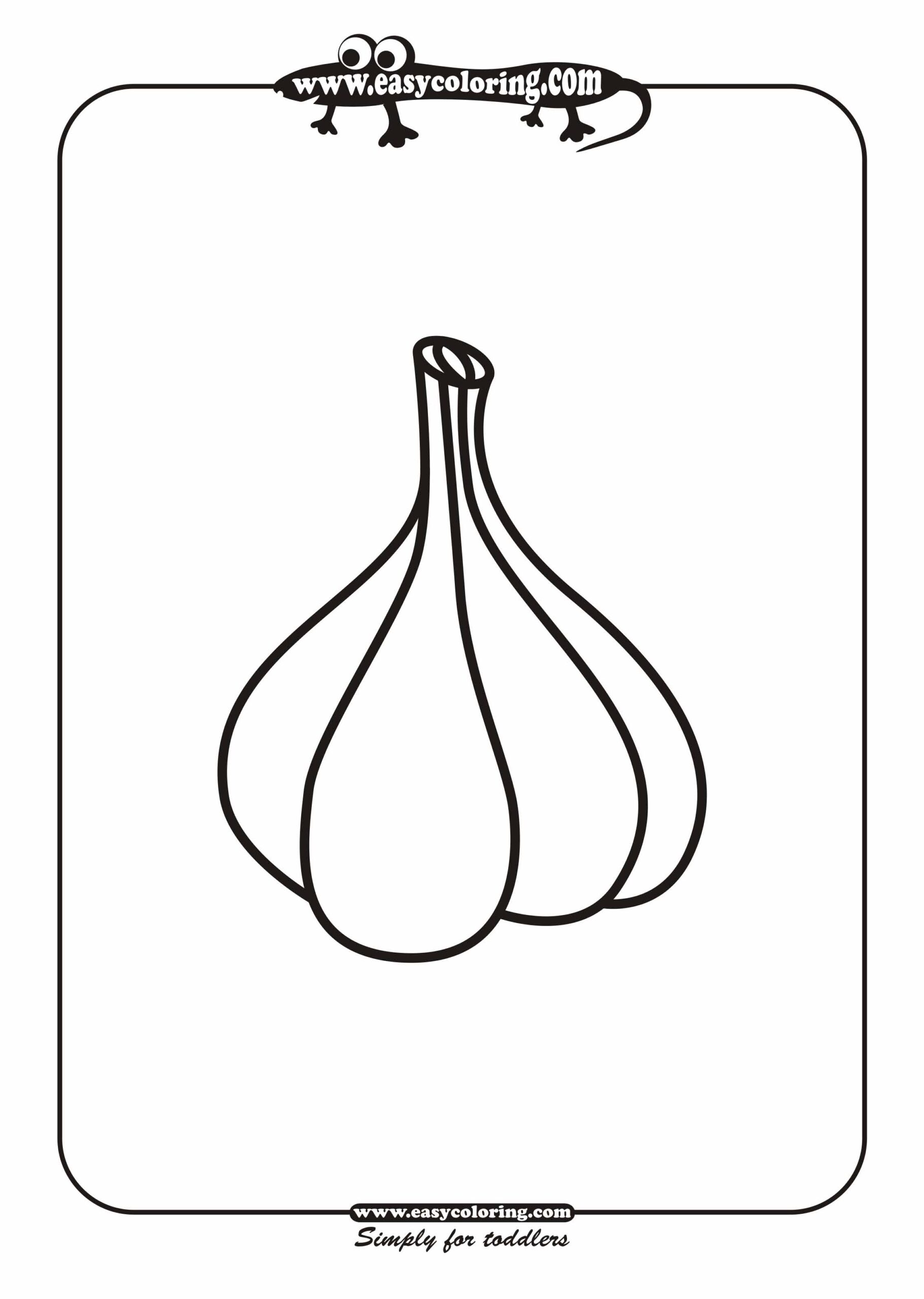Garlic Simple Vegetables Easy Coloring Pages For Toddlers