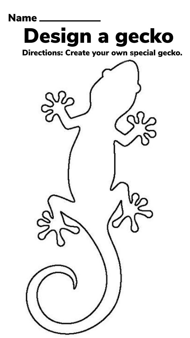 Gecko Coloring Page With Name Design