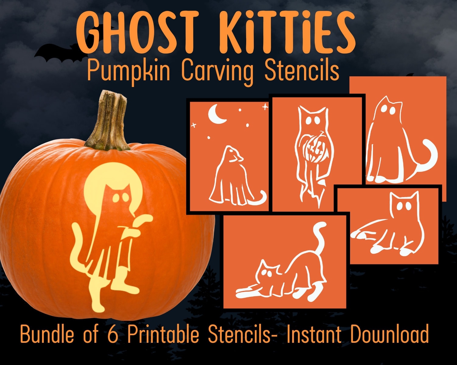 Ghost Band Pumpkin Stencil Printable Free