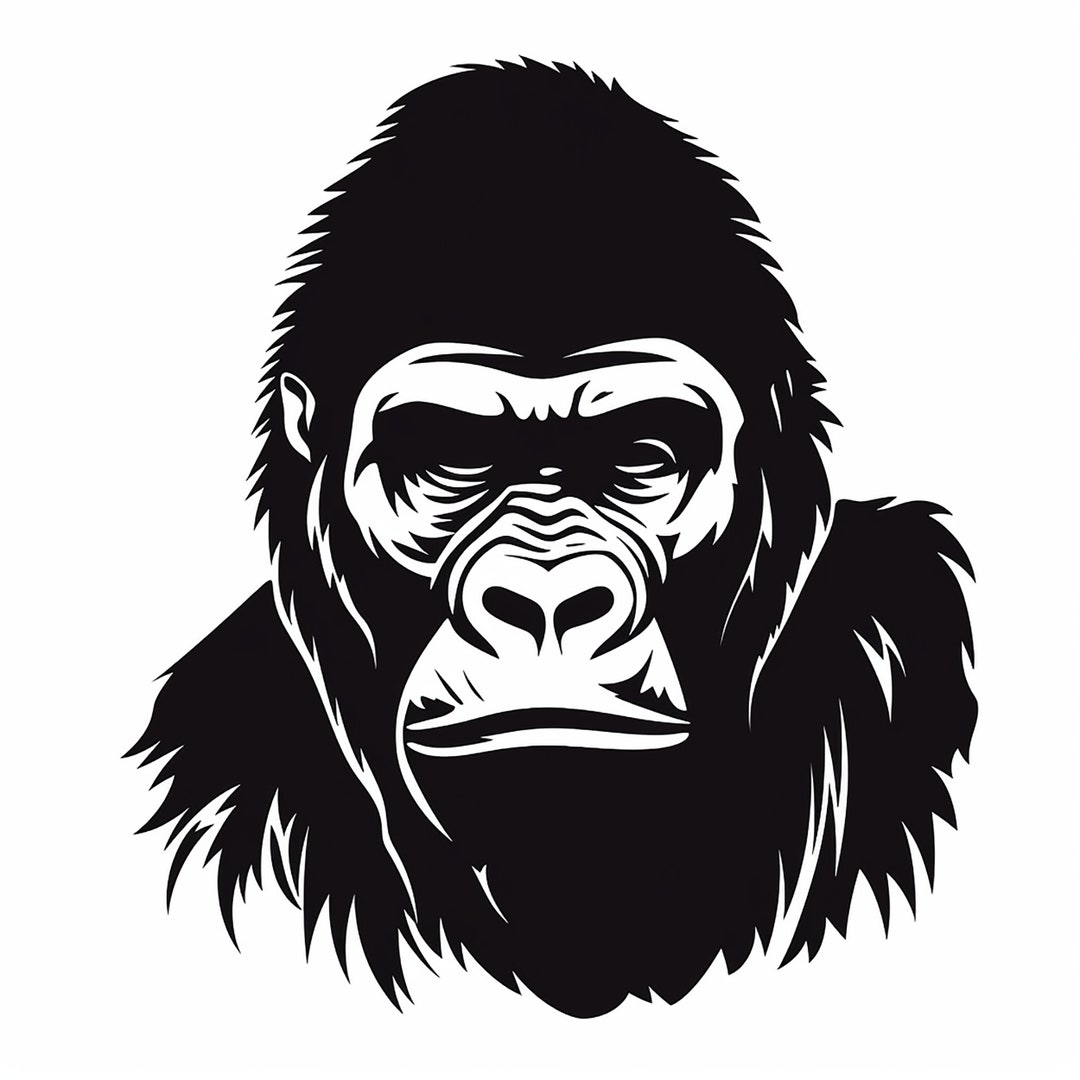 Gorilla Simple Black Line Clip Art Printable Wildlife Animal Stencil Sticker Logo Decal Etsy