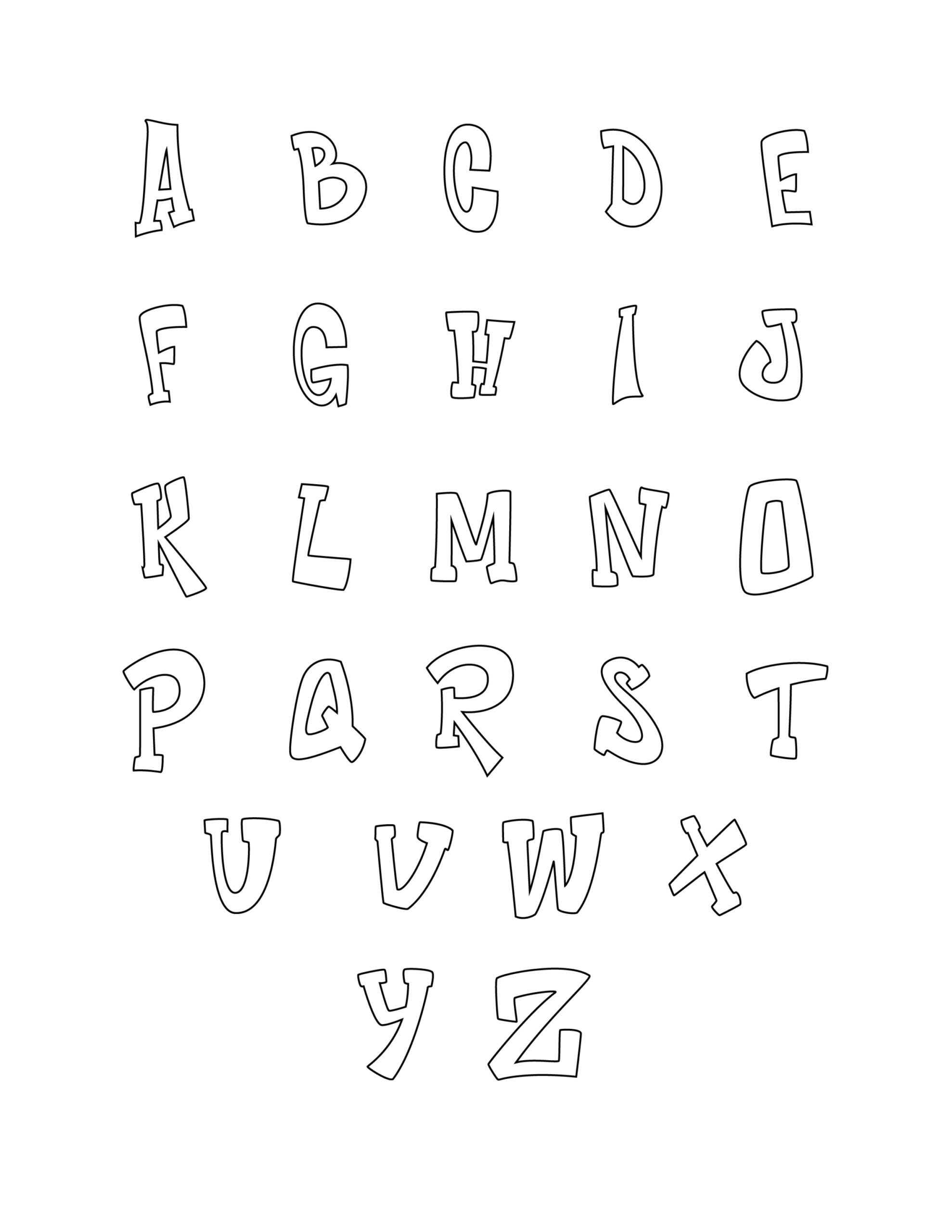 Graffiti Bubble Letters Alphabet Printable