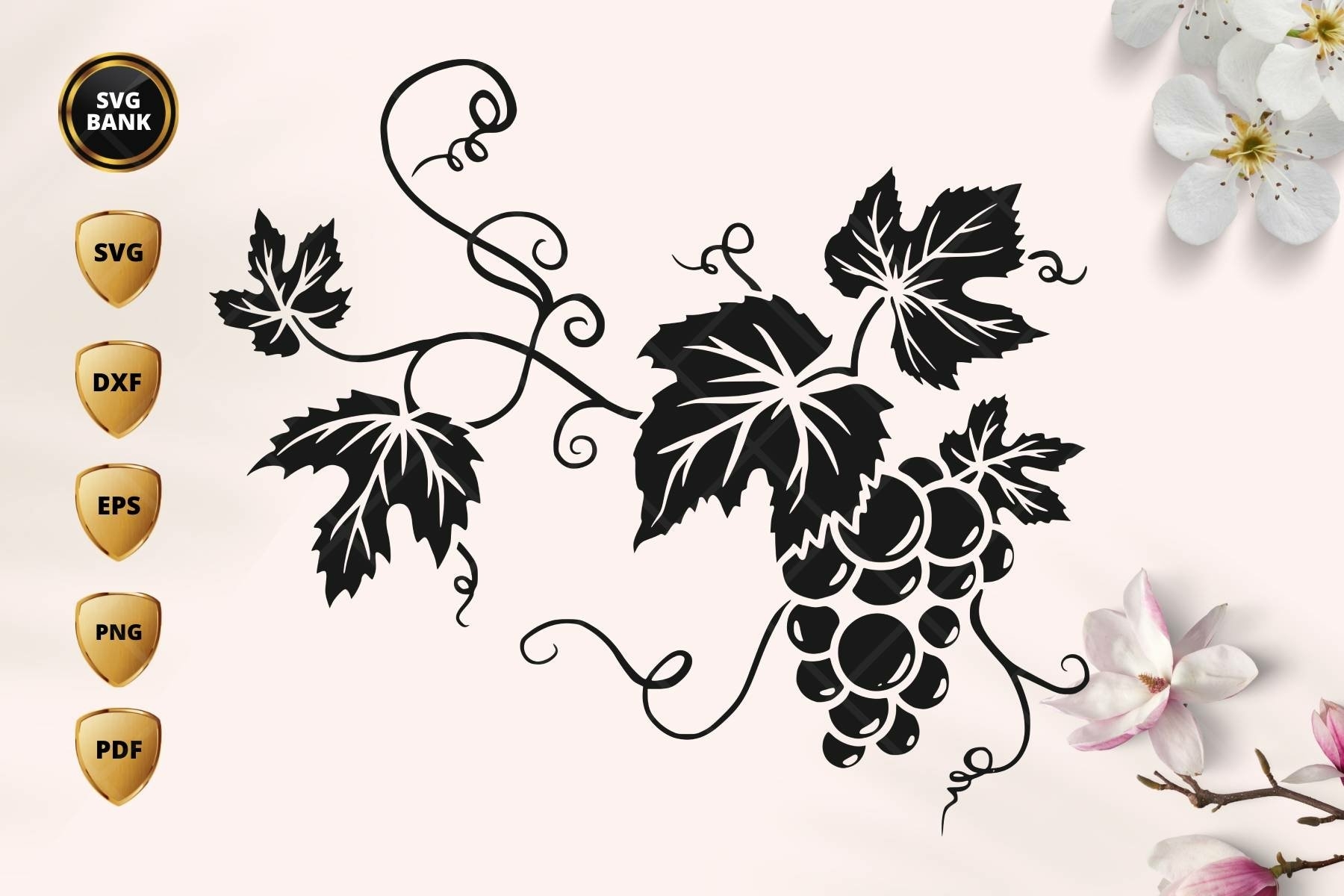 Grape Vine Svg File Grape Leaves Svg Grape Wall Decor