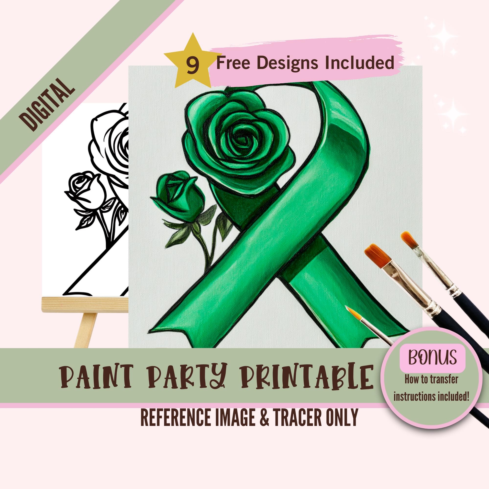 Free Printable Stencil Awareness Ribbon Roses