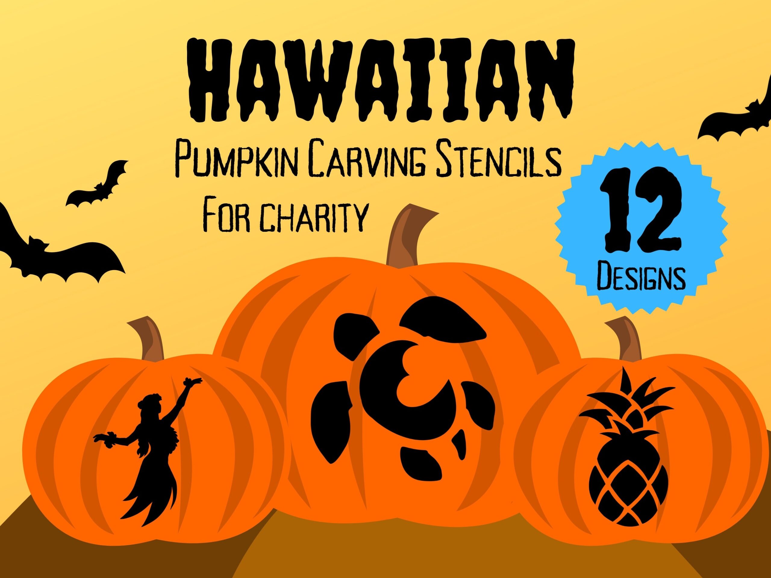 Hawaiian Pumpkin Carving Stencils 12 Unique Halloween Jack O lantern Carving Patterns Etsy