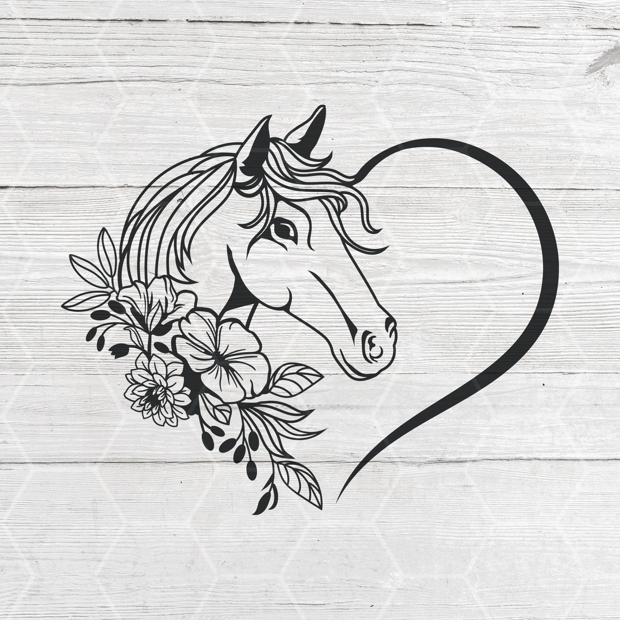 Horse Heart With Flowers SVG Horse Head Svg For Cricut Horse Flowers Horse With Flowers Horse Vector File Horse Silhouette Horse Png Etsy