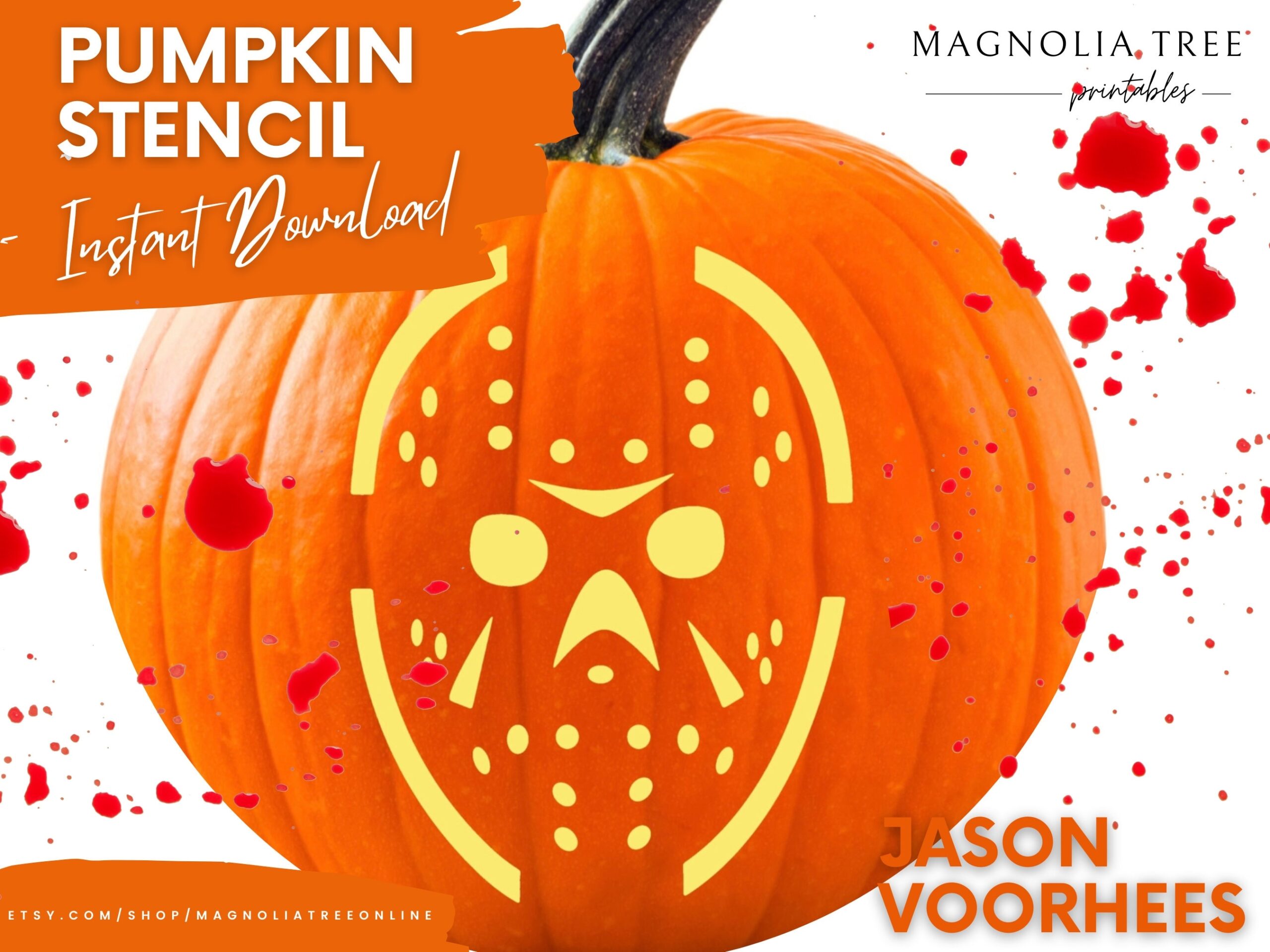 Iconic Jason Voorhees Friday The 13th Horror Movie Printable Pumpkin Stencil Etsy