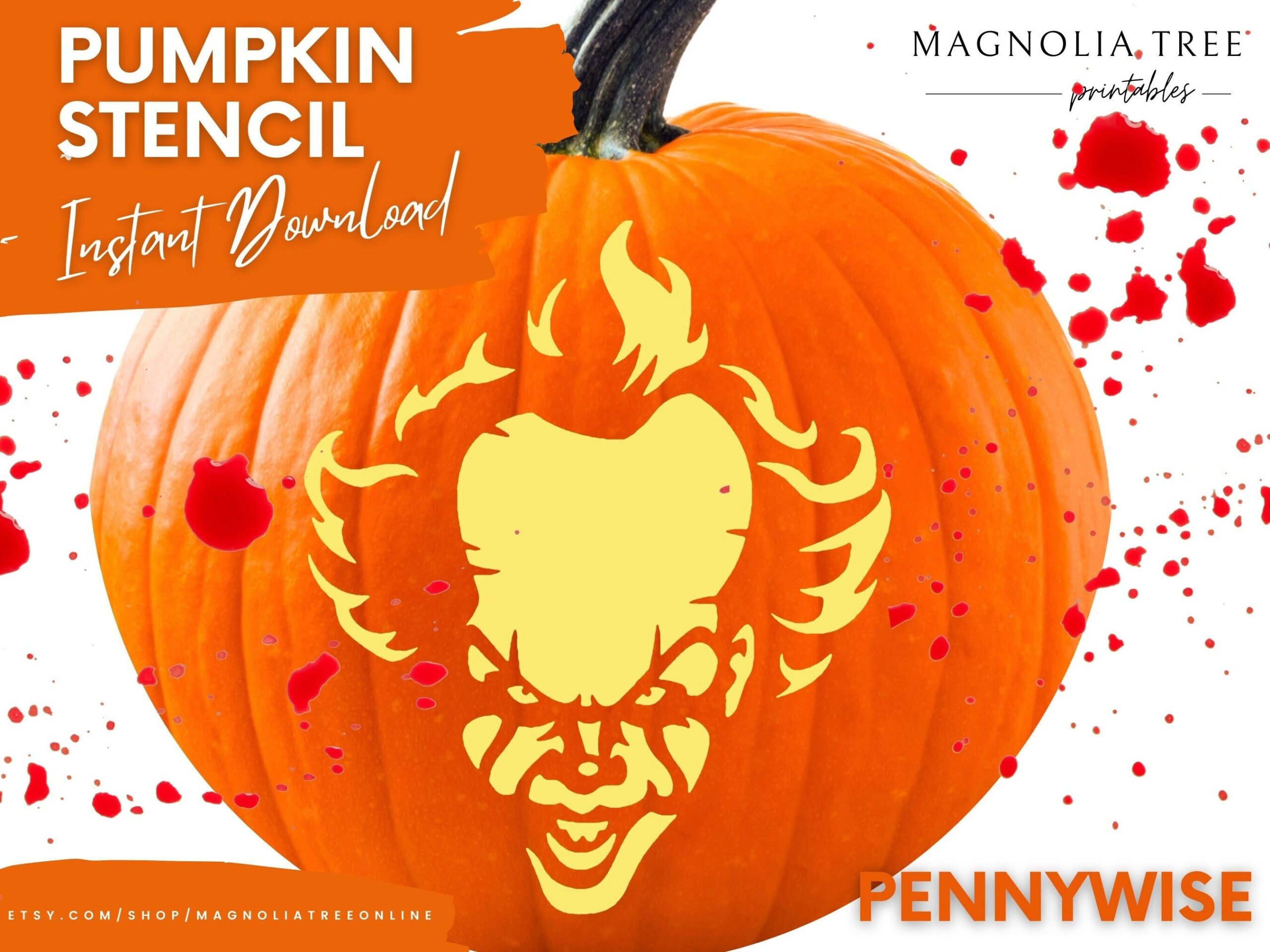 Iconic Pennywise IT Horror Movie Printable Pumpkin Stencil Etsy