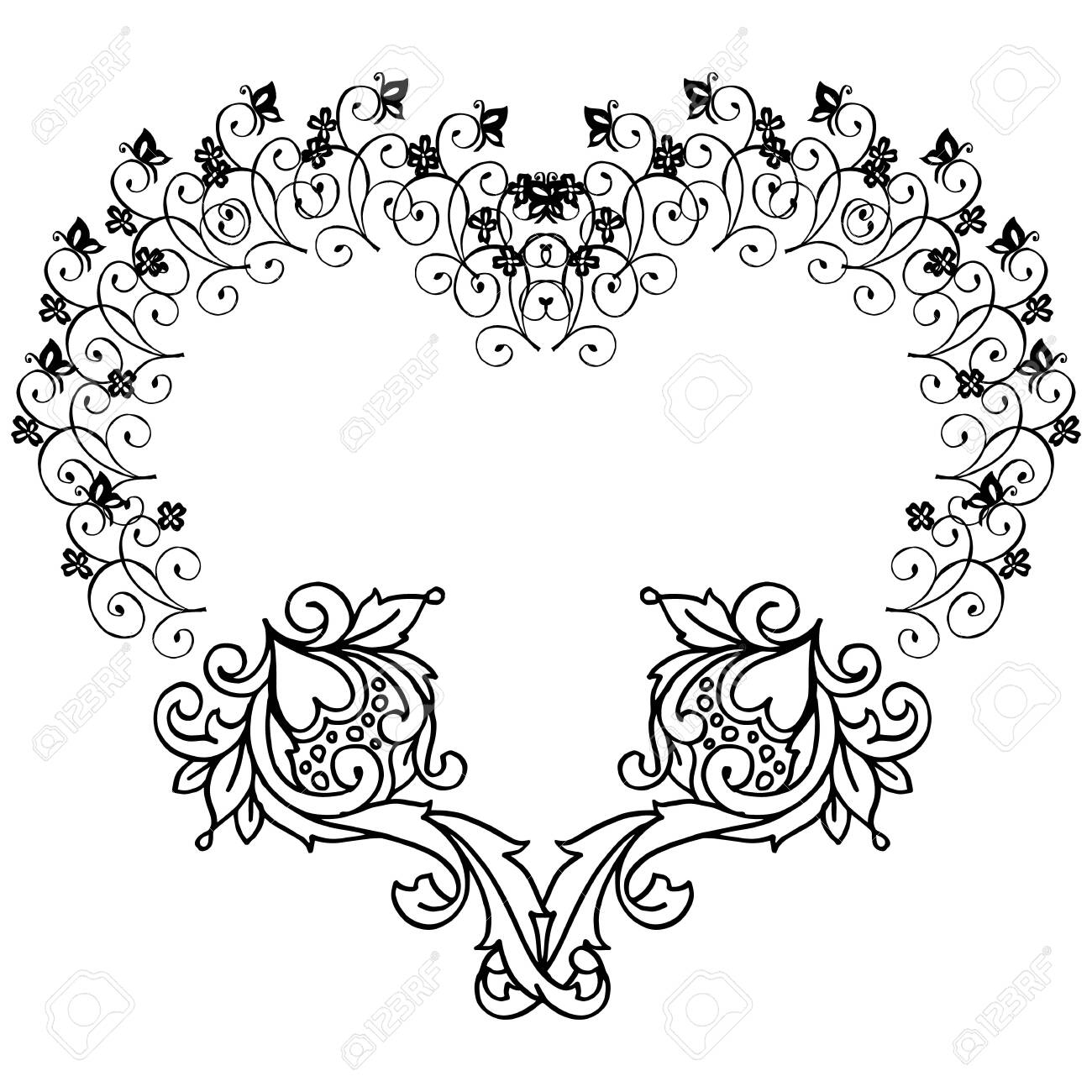 Illustration Of Heart shaped Floral Frame Design Royalty Free SVG Cliparts Vectors And Stock Illustration Image 142624385 