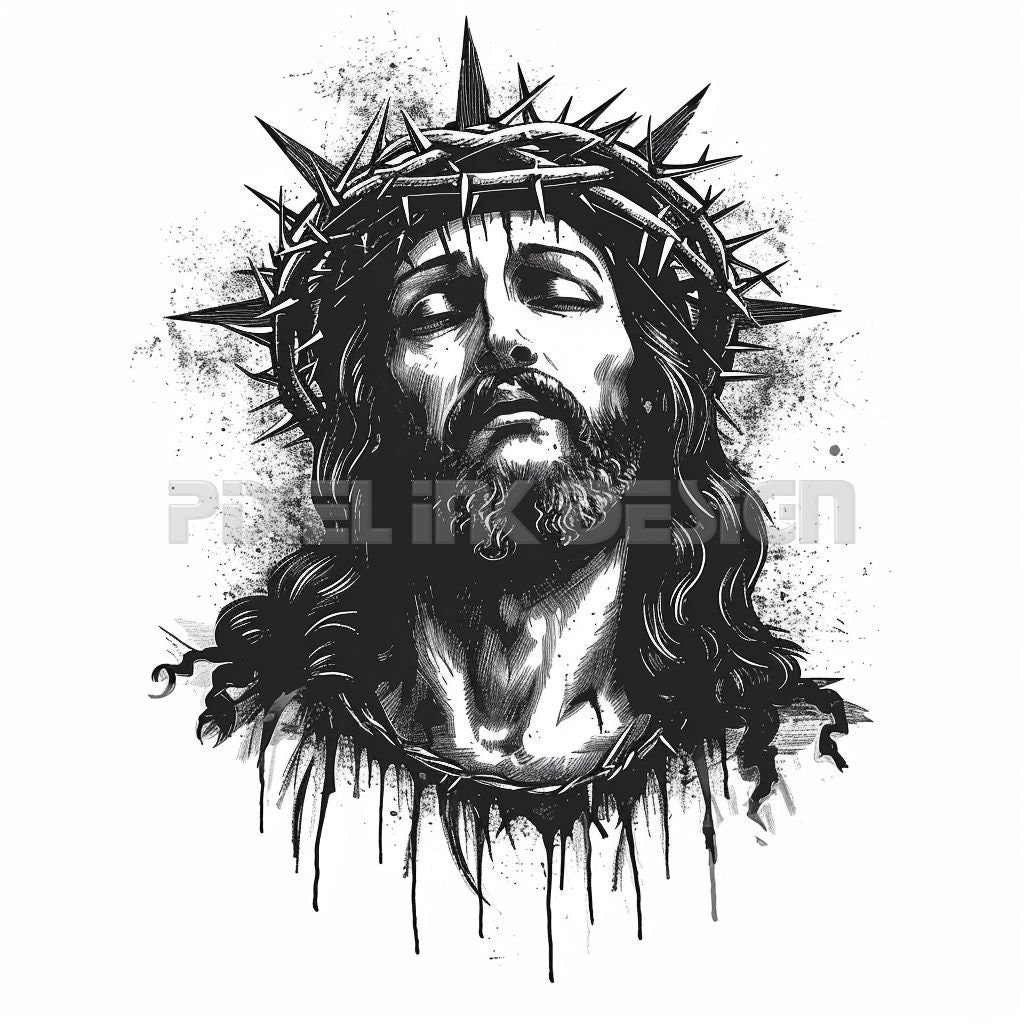 Jesus Christ Tattoo Design Download High Resolution Digital Art PNG Transparent Background Printable SVG Tattoo Stencil Etsy