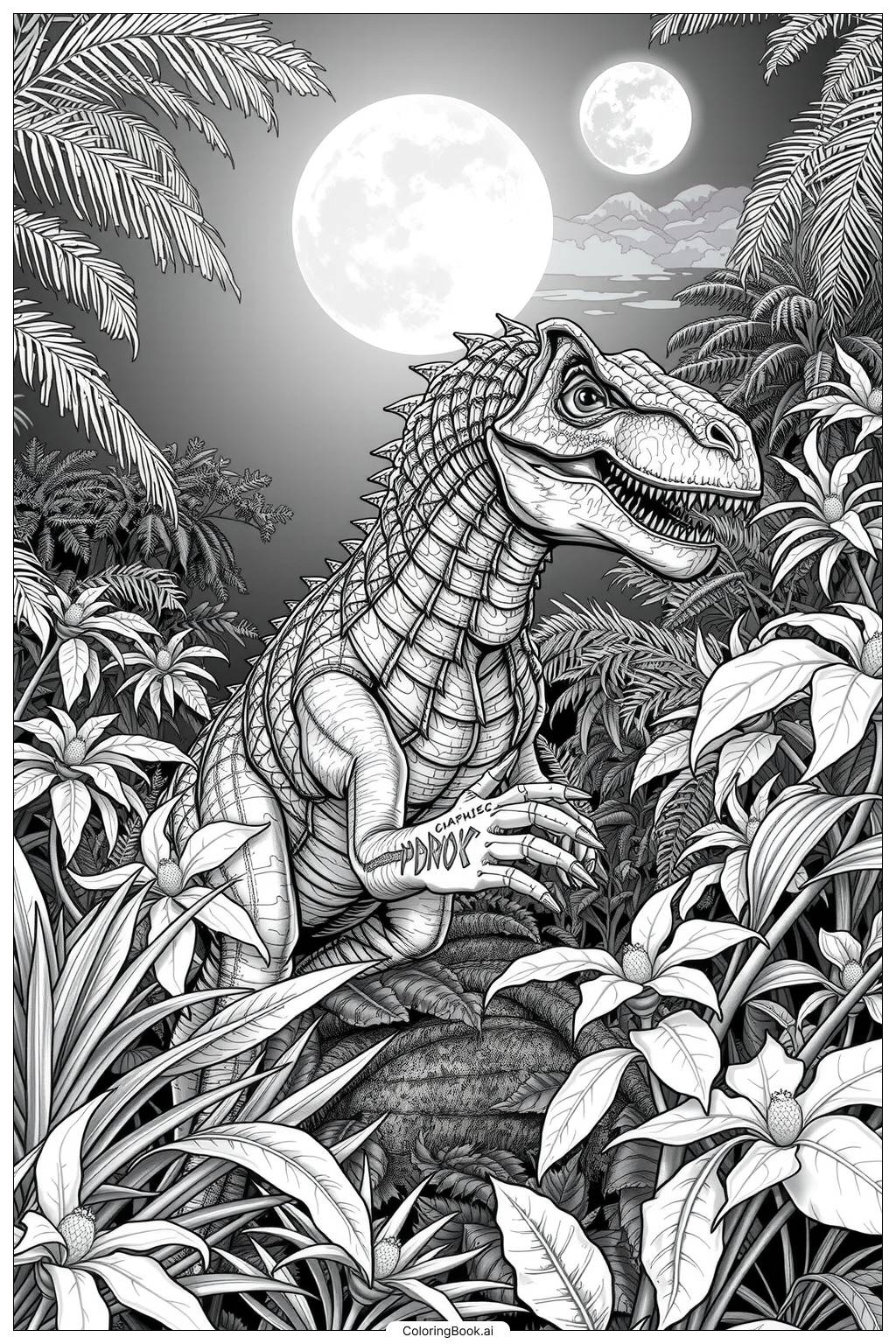 Jurassic World Indoraptor In The Night Coloring Page Free PDF PNG Printable 