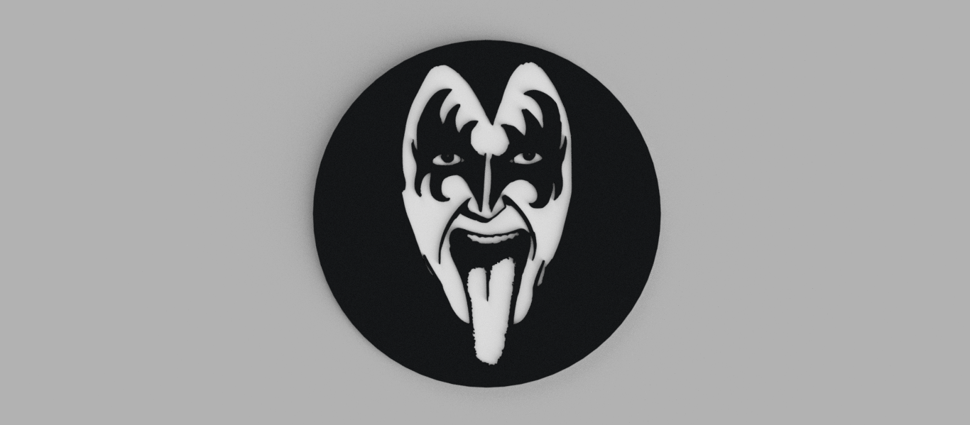  Kiss Gene Simmons Face Logo Cup Holder Free STL File For 3D Printing Cults