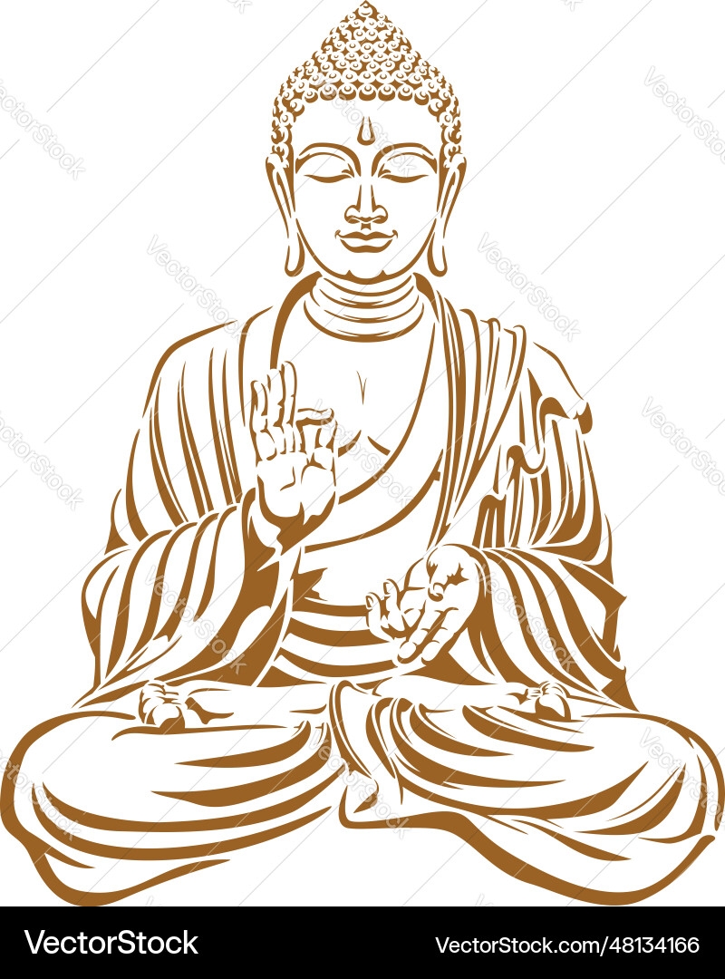 Lord Buddha Stencil Wall Art Royalty Free Vector Image