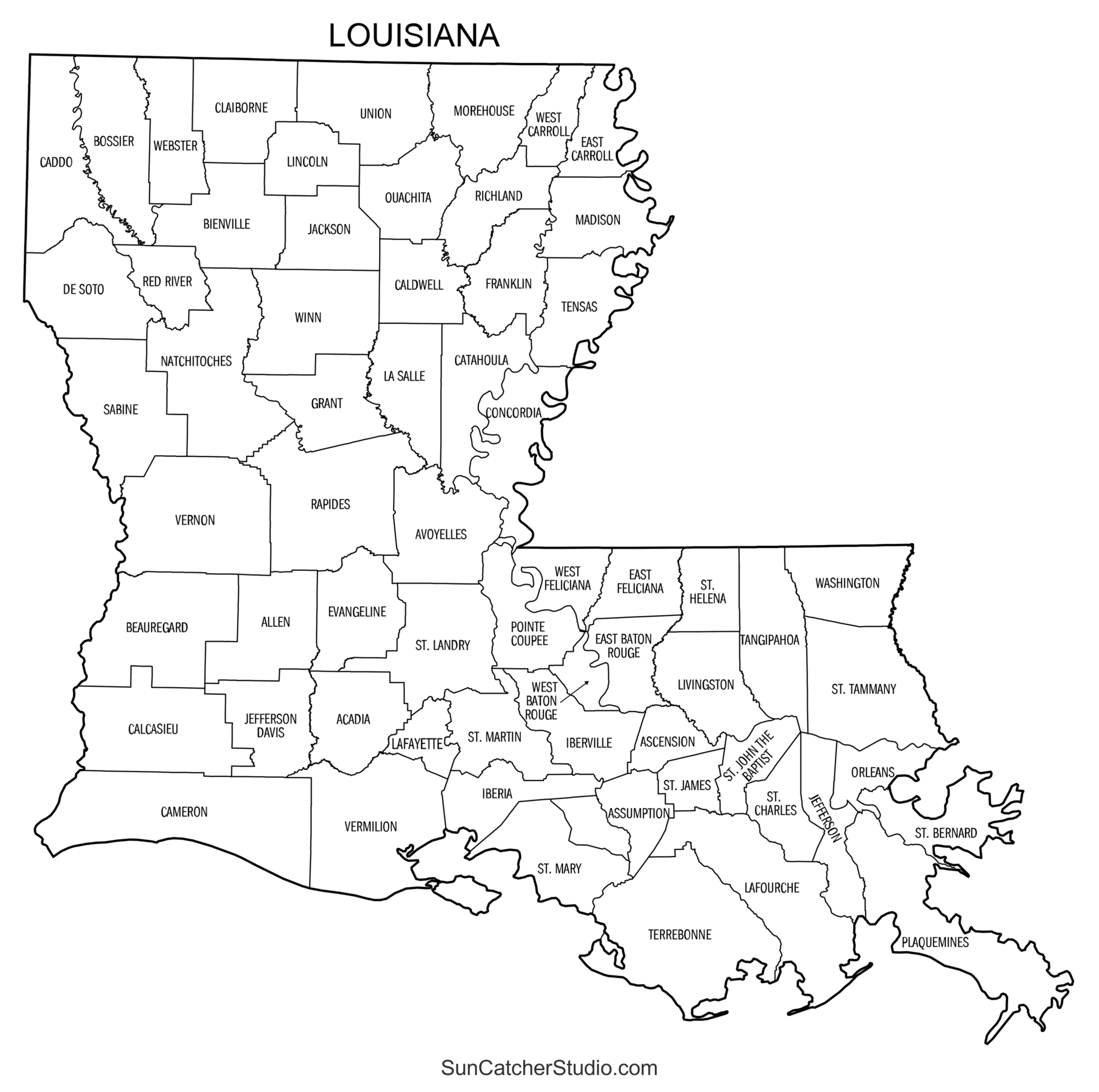 Louisiana County Map Printable State Map With County Lines Free Printables Monograms Design Tools Patterns DIY Projects