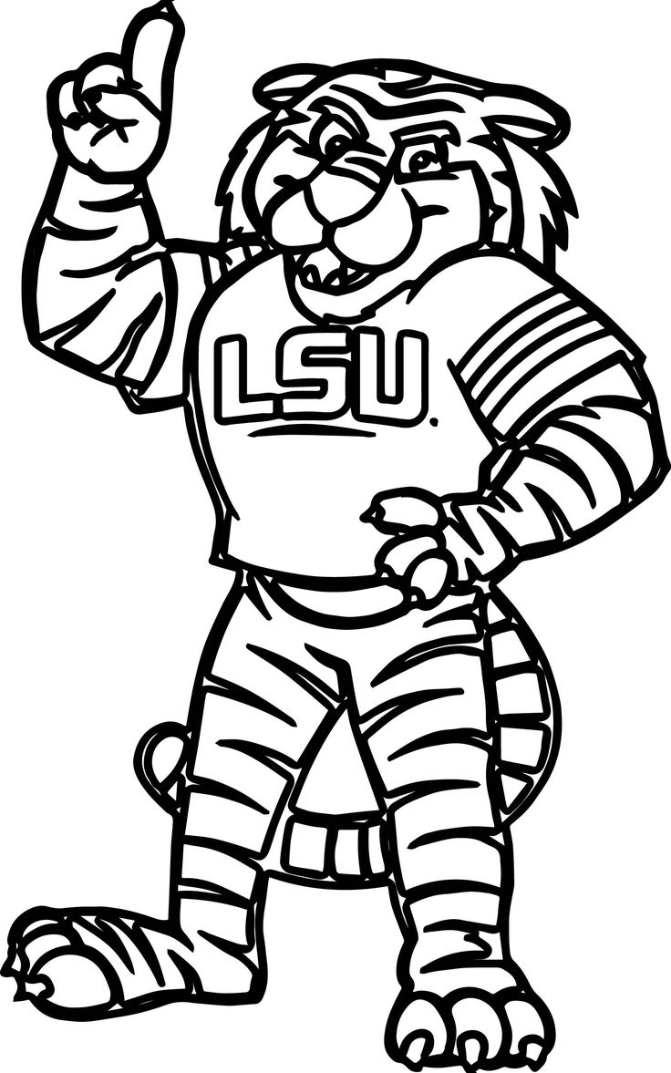 LSU One Finger Tiger Coloring Page Wecoloringpage