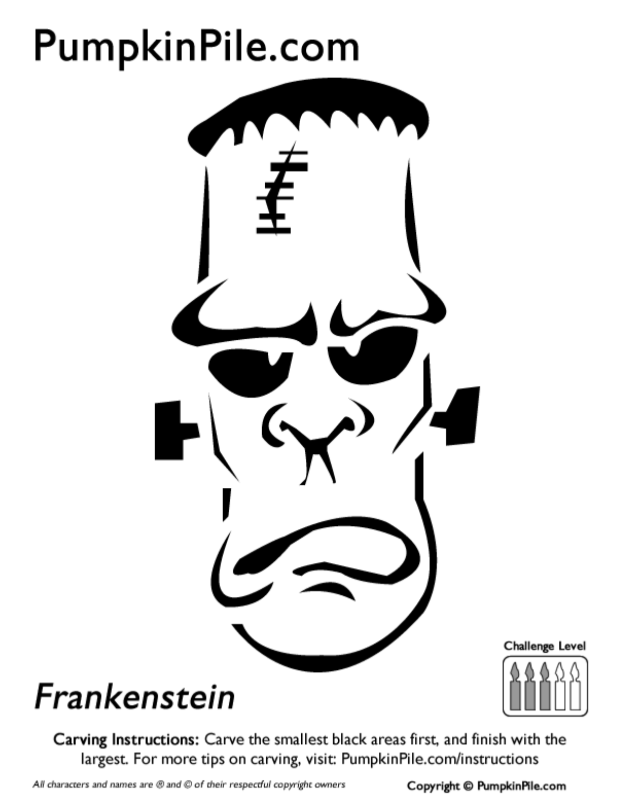 Frankeinstien Pumpkin Stencils Free Printable