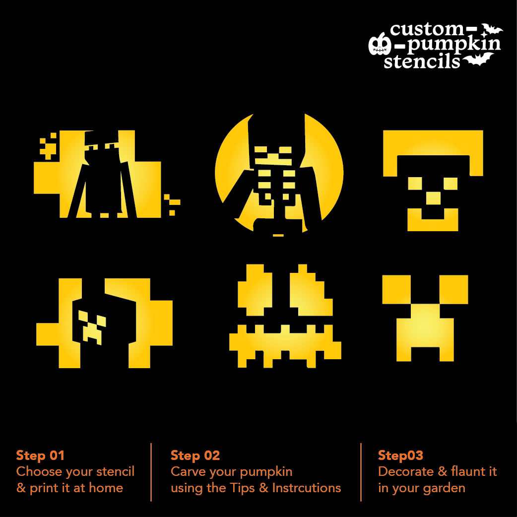 Minecraft Pumpkin Carving Stencil Custom Pumpkin Stencils 2025