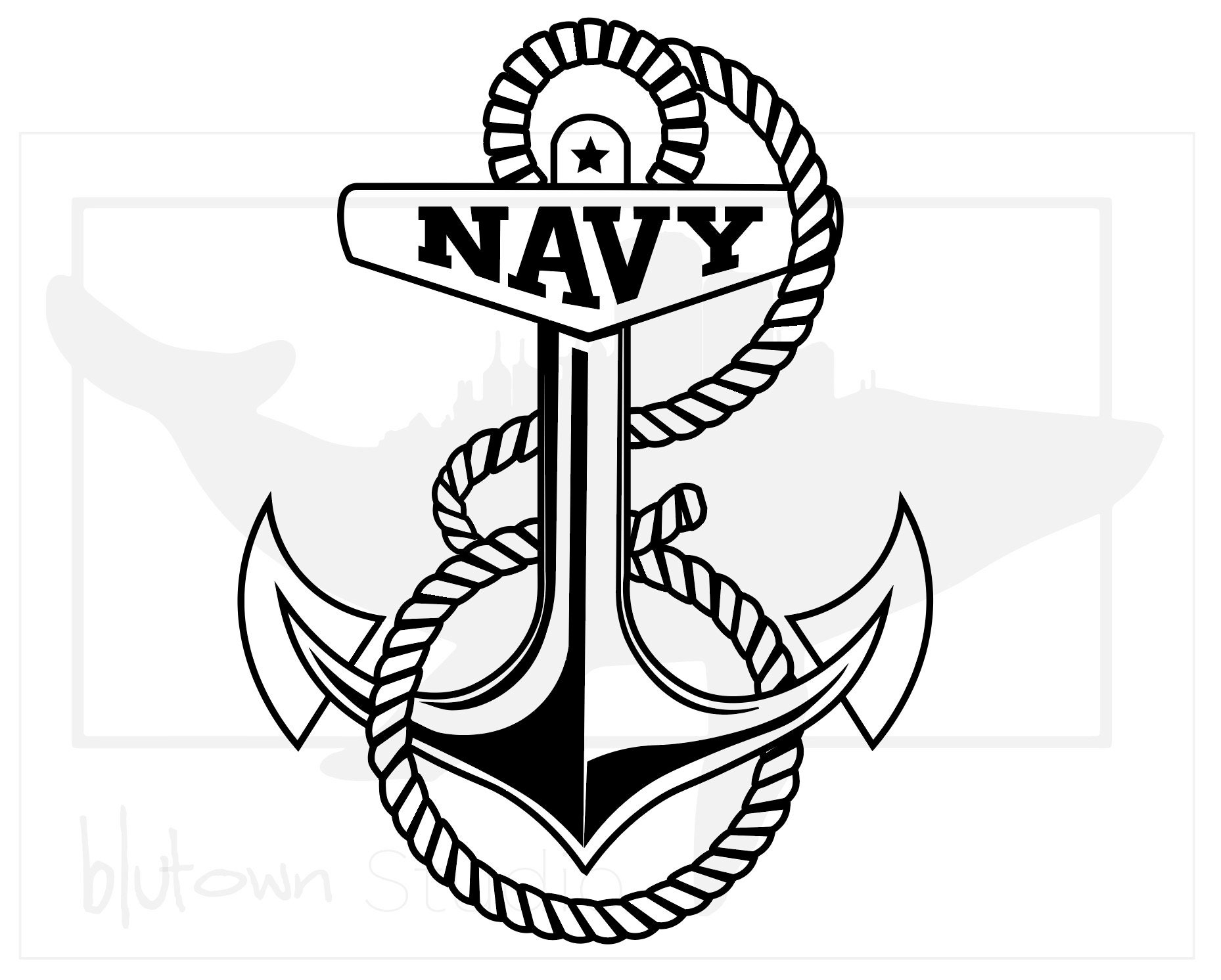 Navy Anchor Stencil Etsy