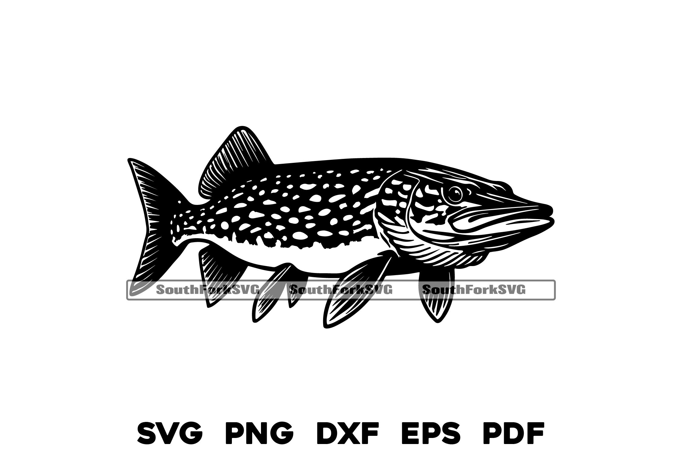 Northern Pike Fish Design Files SVG PNG DXF EPS 3149670 
