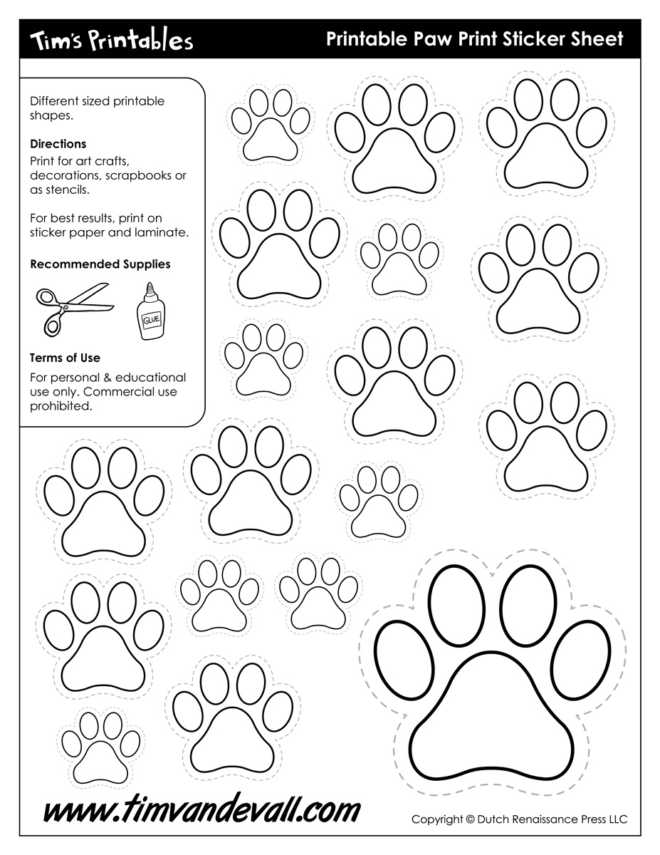 Dog Paw Print Stencil Printable Free