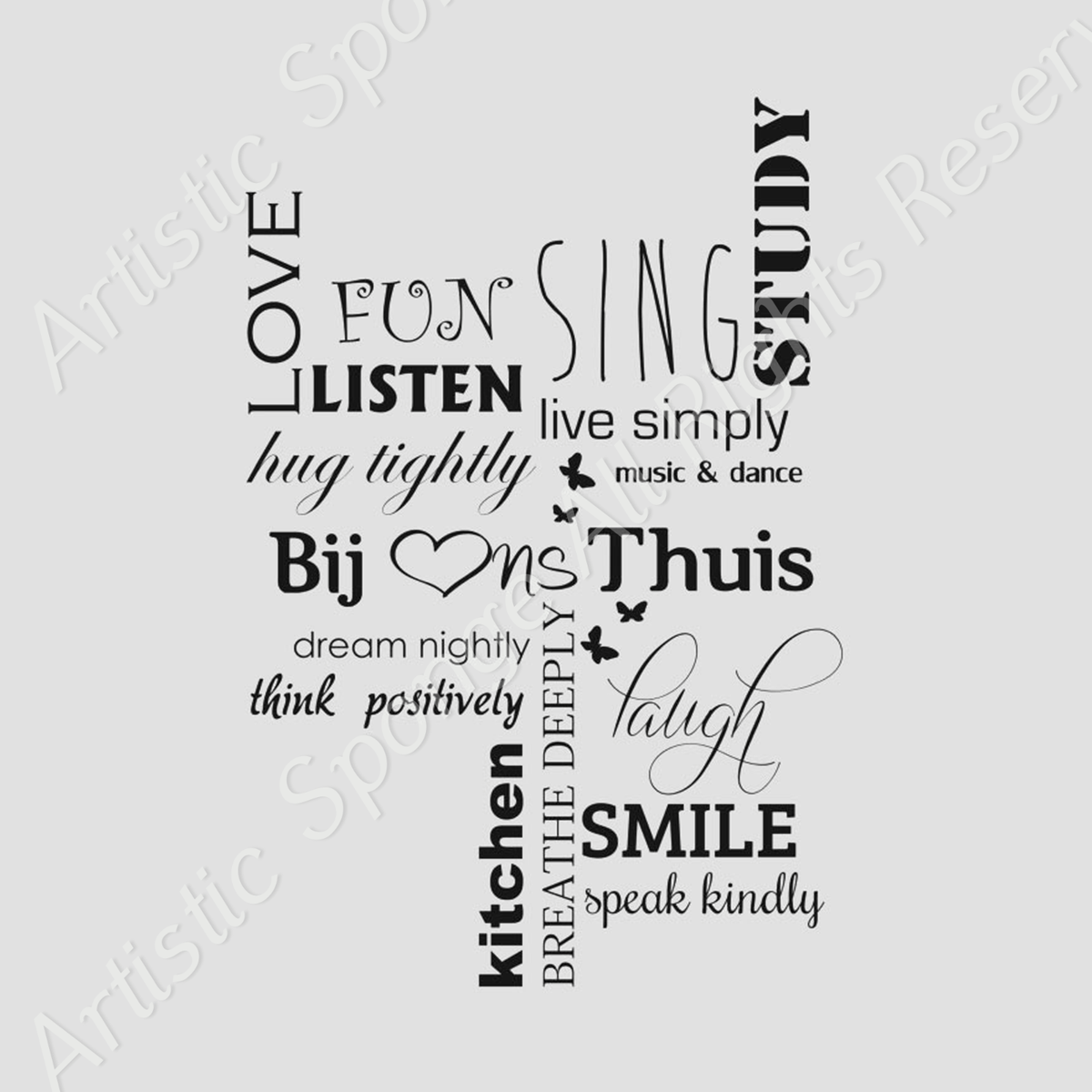 POSITIVE QUOTES LOVE FUN HUG Sizes Reusable Stencil Modern Romantic Style Q6 EBay