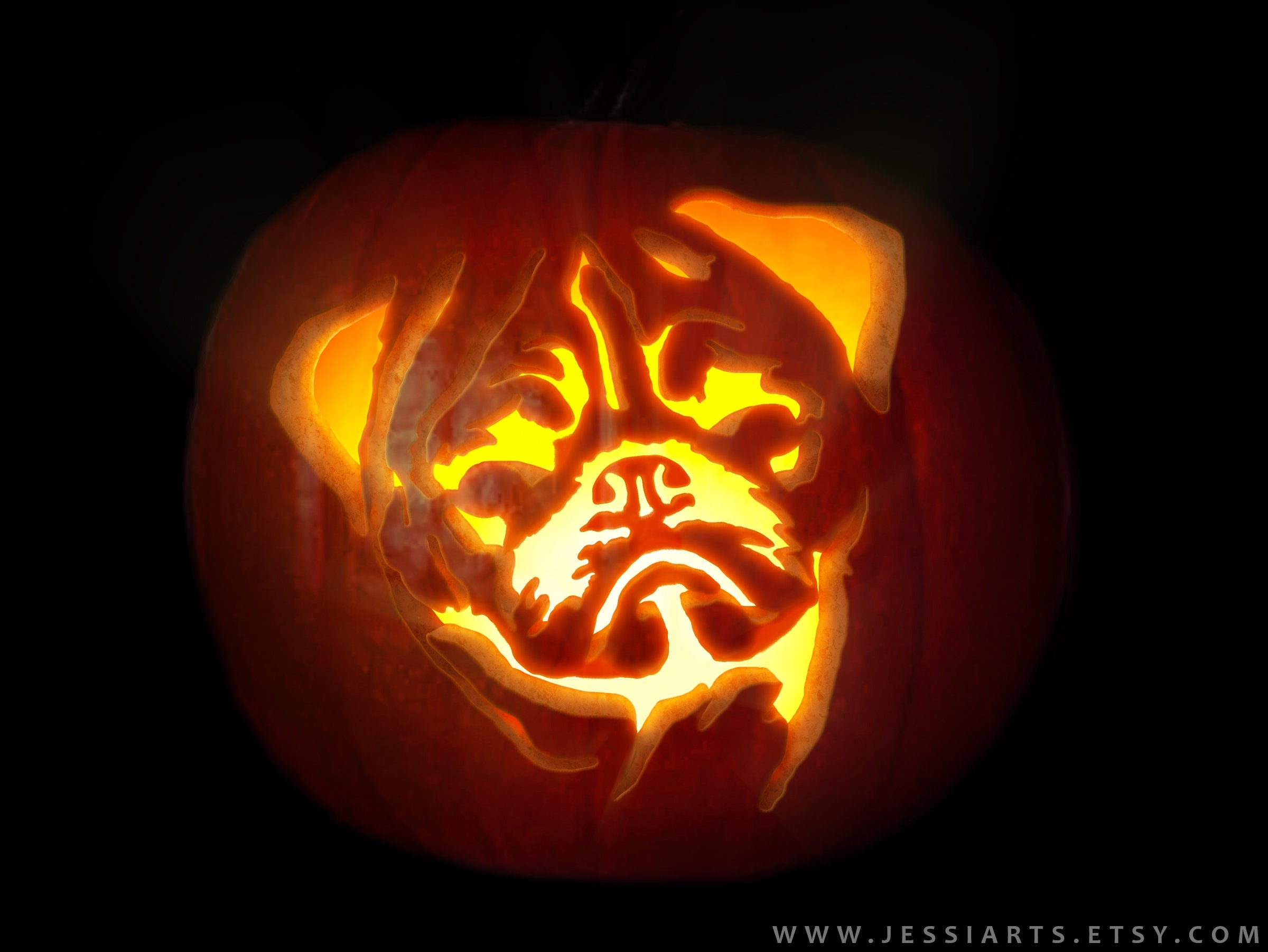 Printable Pug Pumpkin Carving Stencil Halloween Pumpkin Carving Template Pug Jack o lantern Stencil Etsy