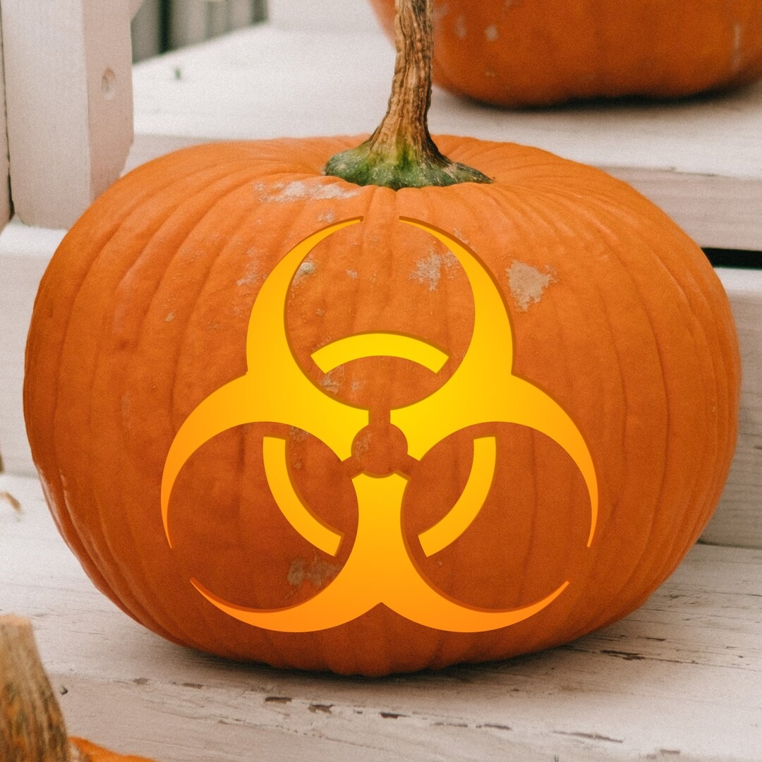 Printable Pumpkin Carving Pattern Biohazard Symbol Etsy
