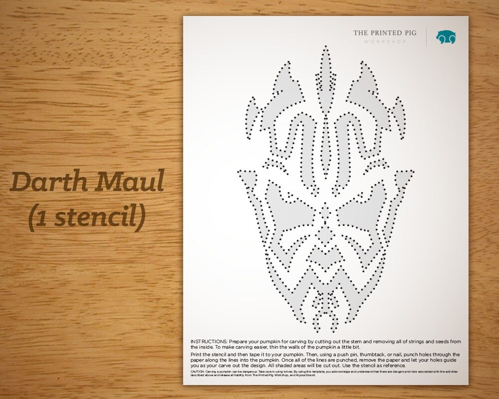Printable Pumpkin Carving Pattern Star Wars Darth Maul Episode I The Phantom Menace Etsy