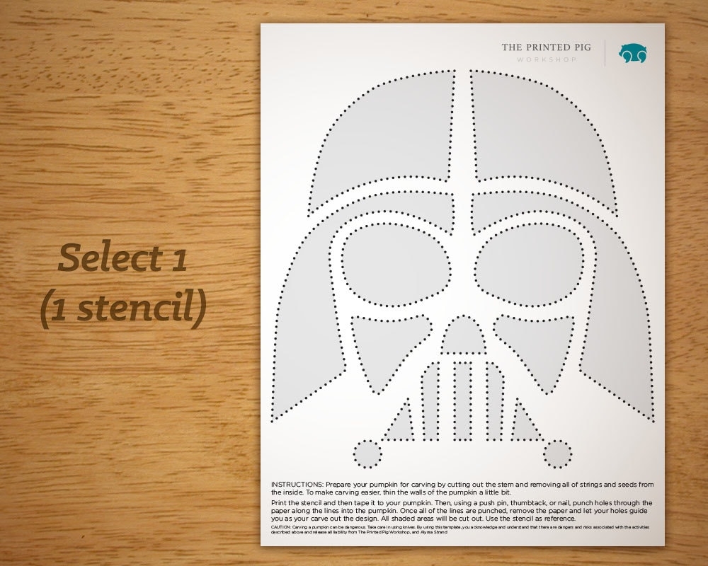 Printable Pumpkin Carving Pattern Star Wars Darth Vader Etsy