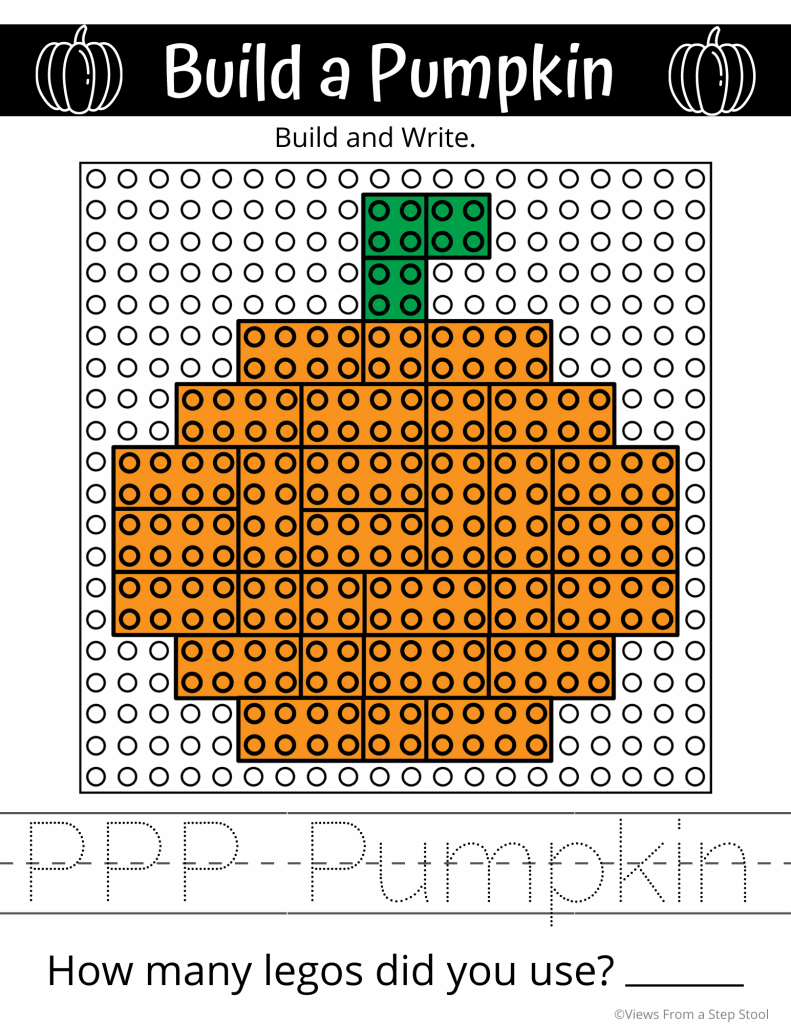Pumpkin Lego Challenge Free Build And Write Printable Views From A Step Stool