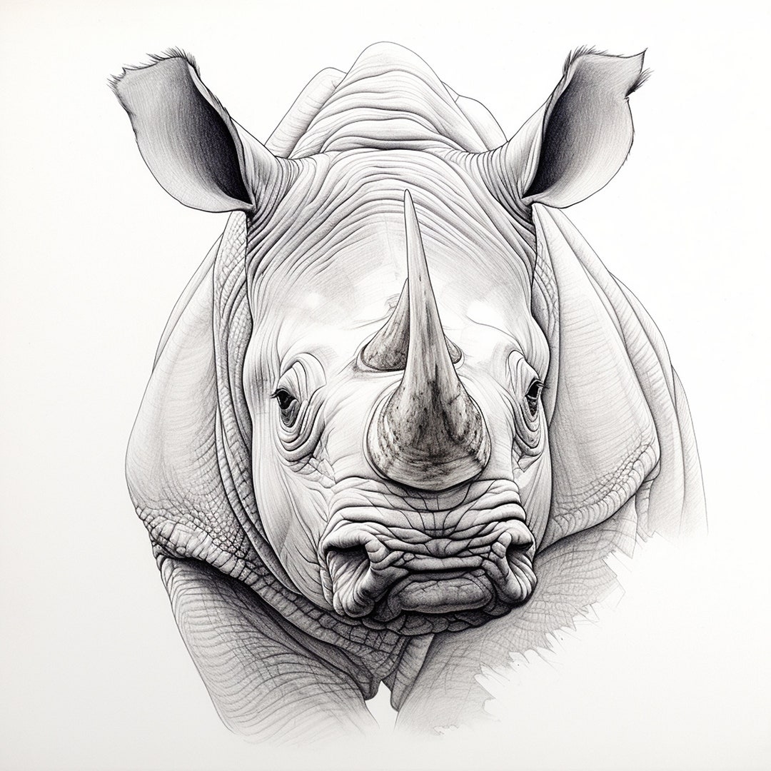 Rhinocerous Clip Art Printable Wildlife Rhino Image For Sticker Stencil Logo Tattoo Woodburning Cricut Diy Crafts Decal Decor Etsy