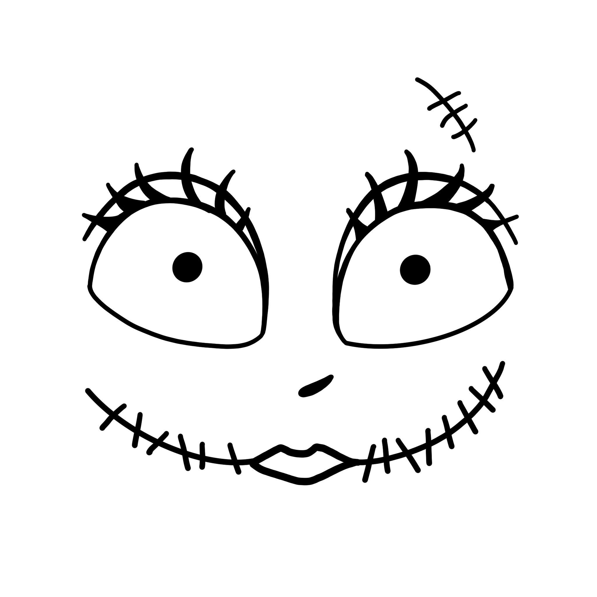 Sally Face Digital Files the Nightmare Before Christmas Pdf png svg jpeg Halloween Coloring Pages Pumpkin Carving Stencil Etsy