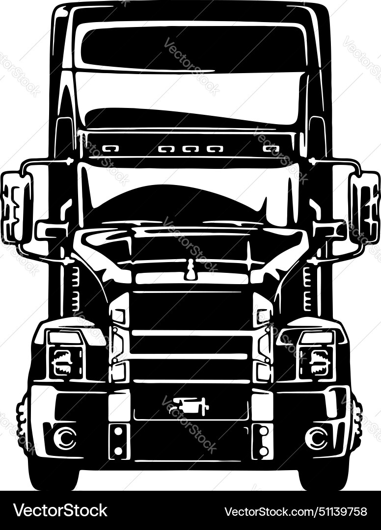 Semi Truck American Line Art Royalty Free Vector Image
