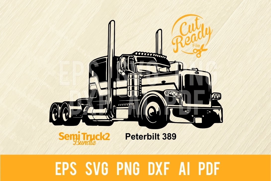 Semi Truck SVG Vector Stencil Cut File 3803683 