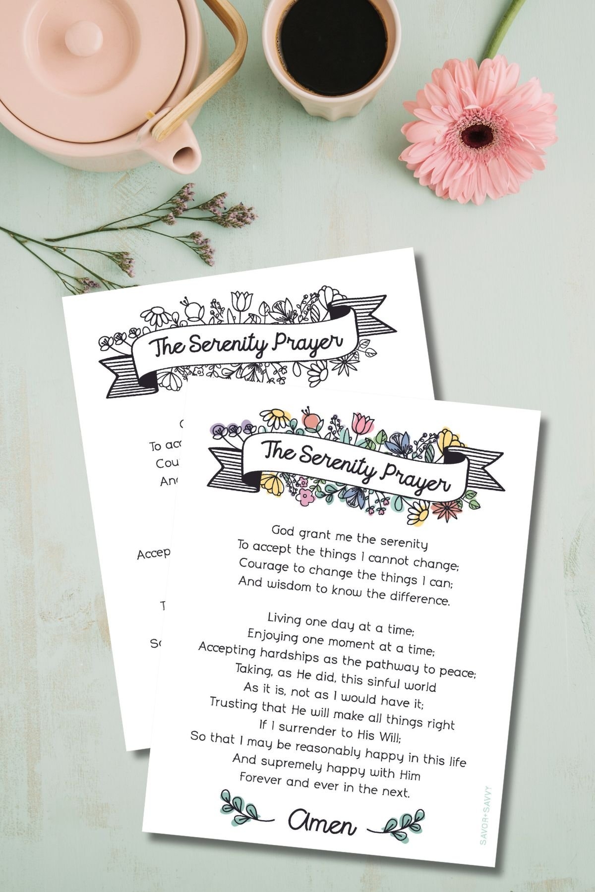 Serenity Prayer Printable Free Wall Art Savor Savvy