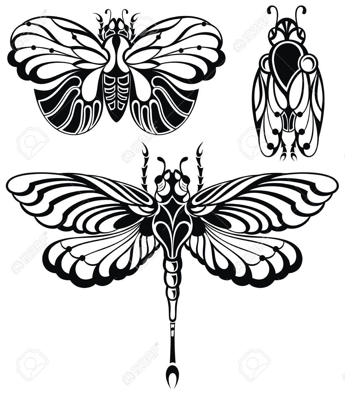 Dragonflies Stencils Free Printable Tribal