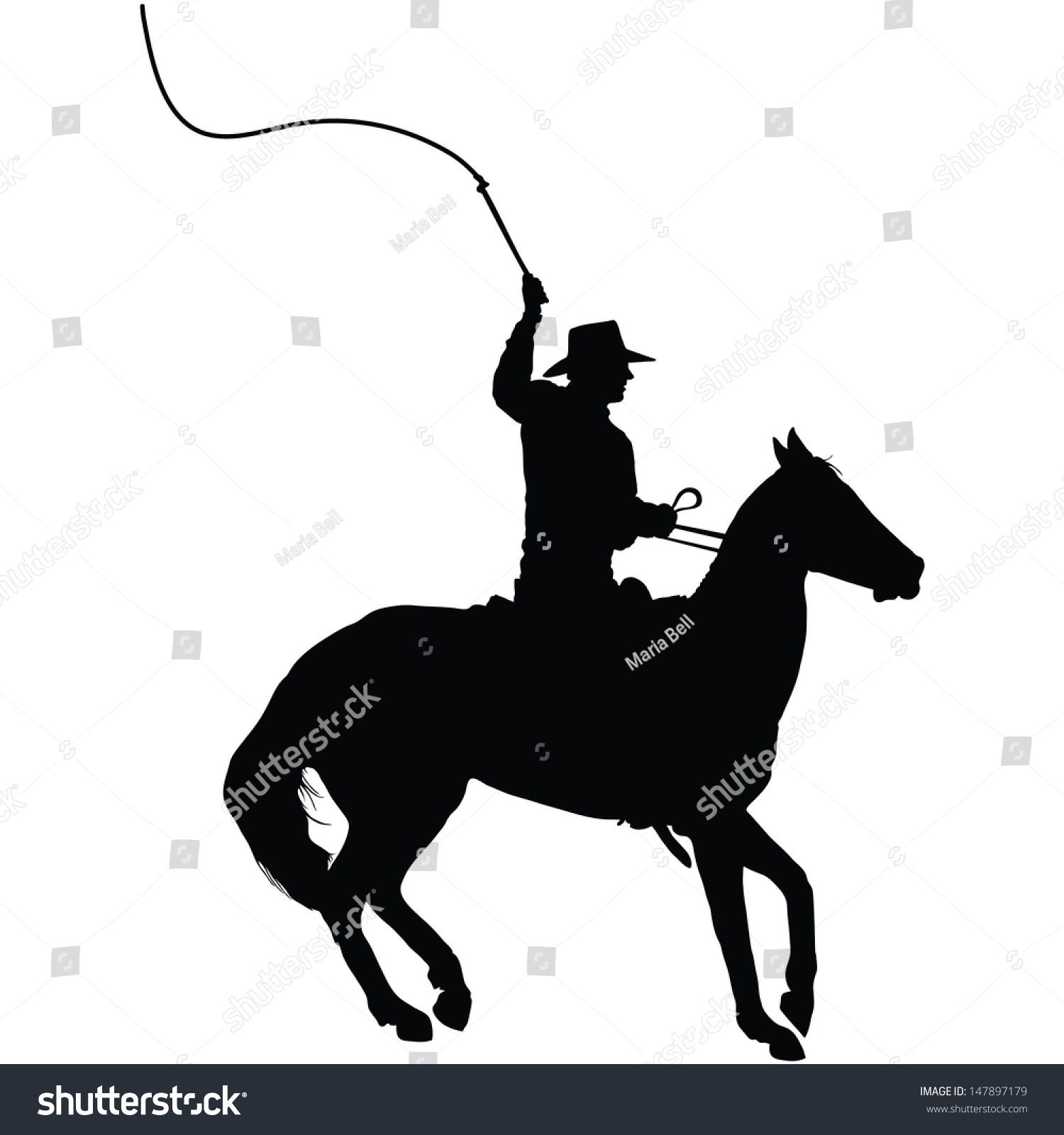 Silhouette Horseman Cracking Whip Stock Vector Royalty Free 147897179 Shutterstock