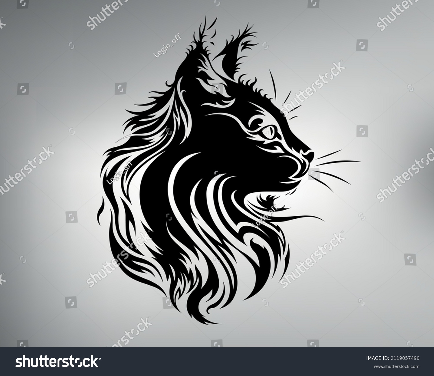 Sketch Tribal Cat Tattoo Vector Drawing Stock Vector Royalty Free 2119057490 Shutterstock