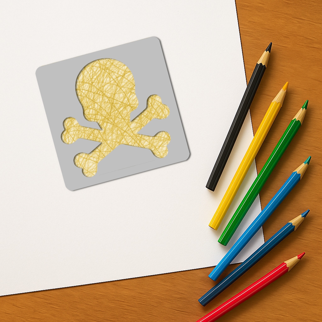  Skull And Crossbones Drawing Stencils 3D Printable Tools For Artists STL File For 3D Printing Cults