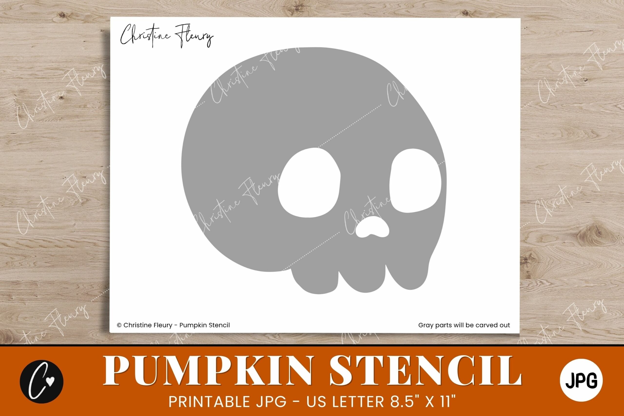 Skull Pumpkin Stencil Printable Halloween