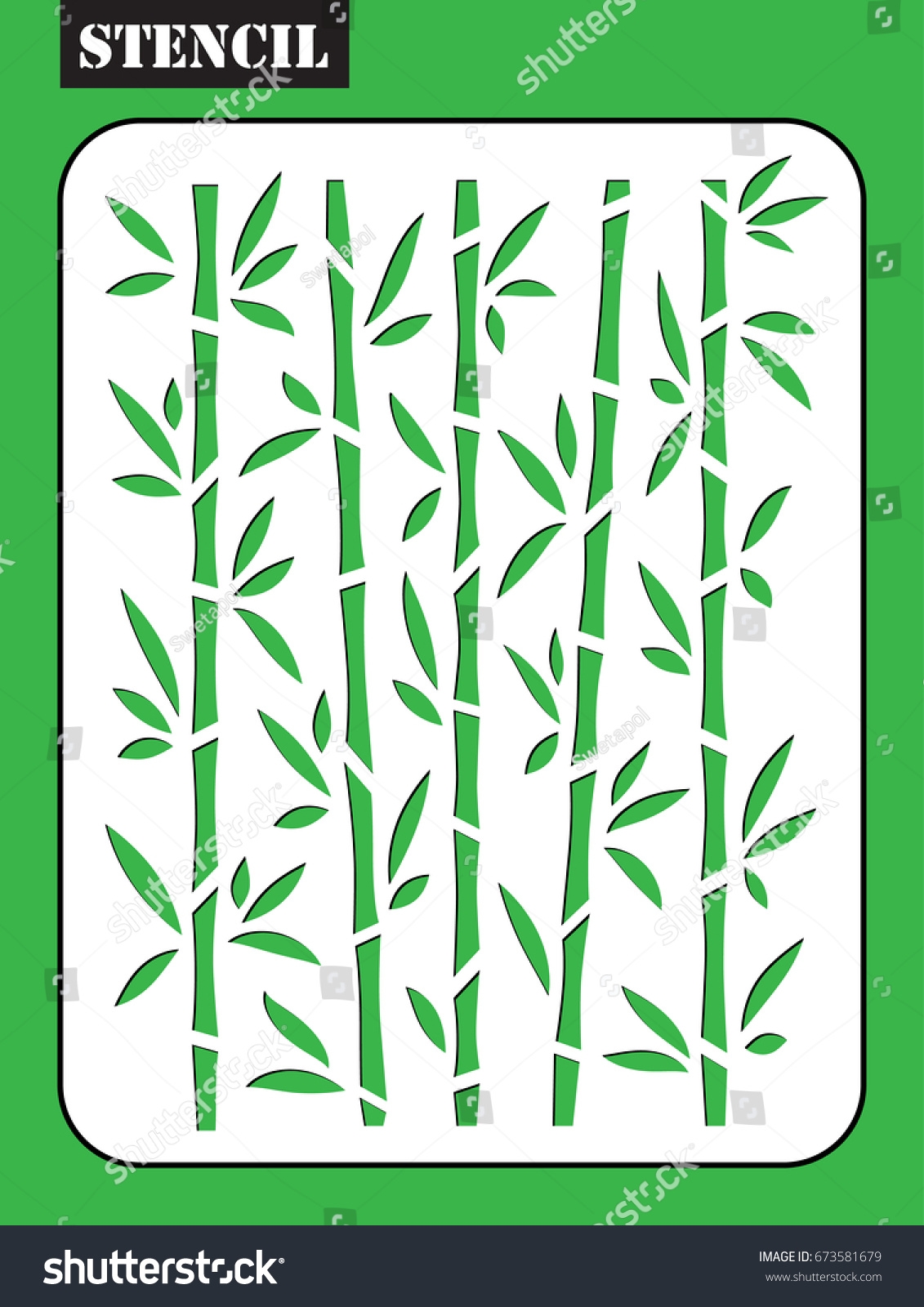 Stencil Template Branches Bamboo Pattern On Stock Vector Royalty Free 673581679 Shutterstock