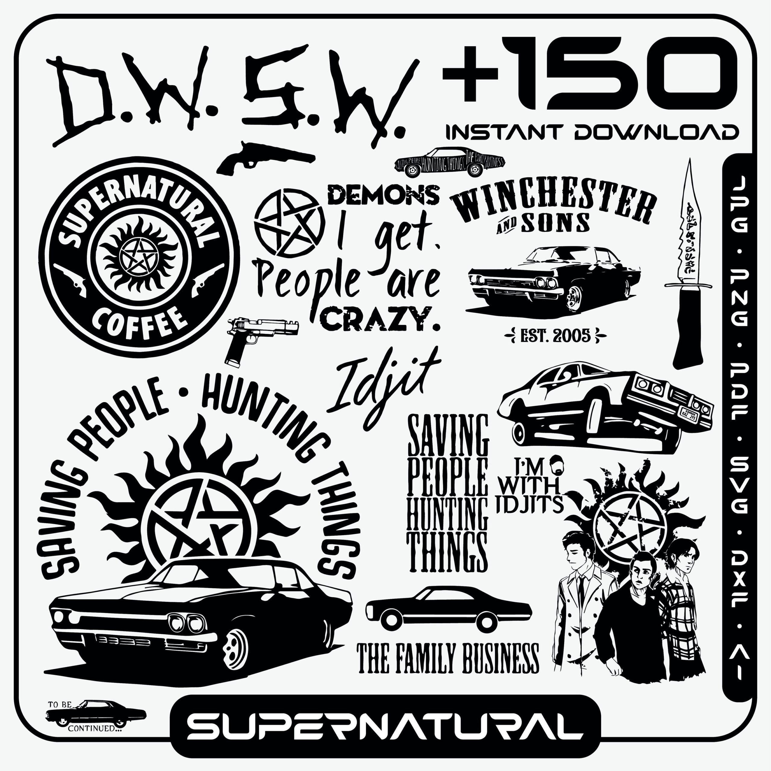Supernatural Stickers Digital Etsy