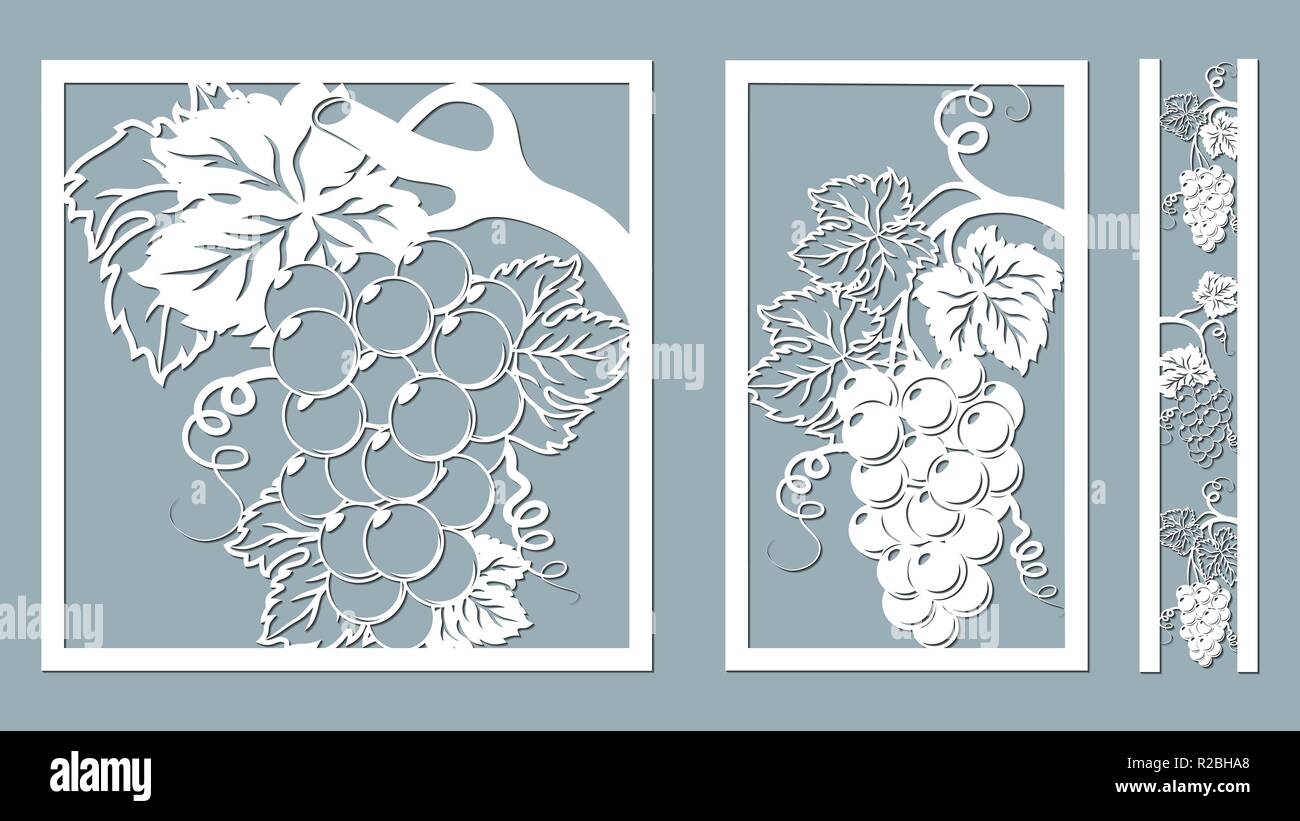Template For Laser Cutting Plotter And Silkscreen Printing Vine Grape Stock Vector Image Art Alamy
