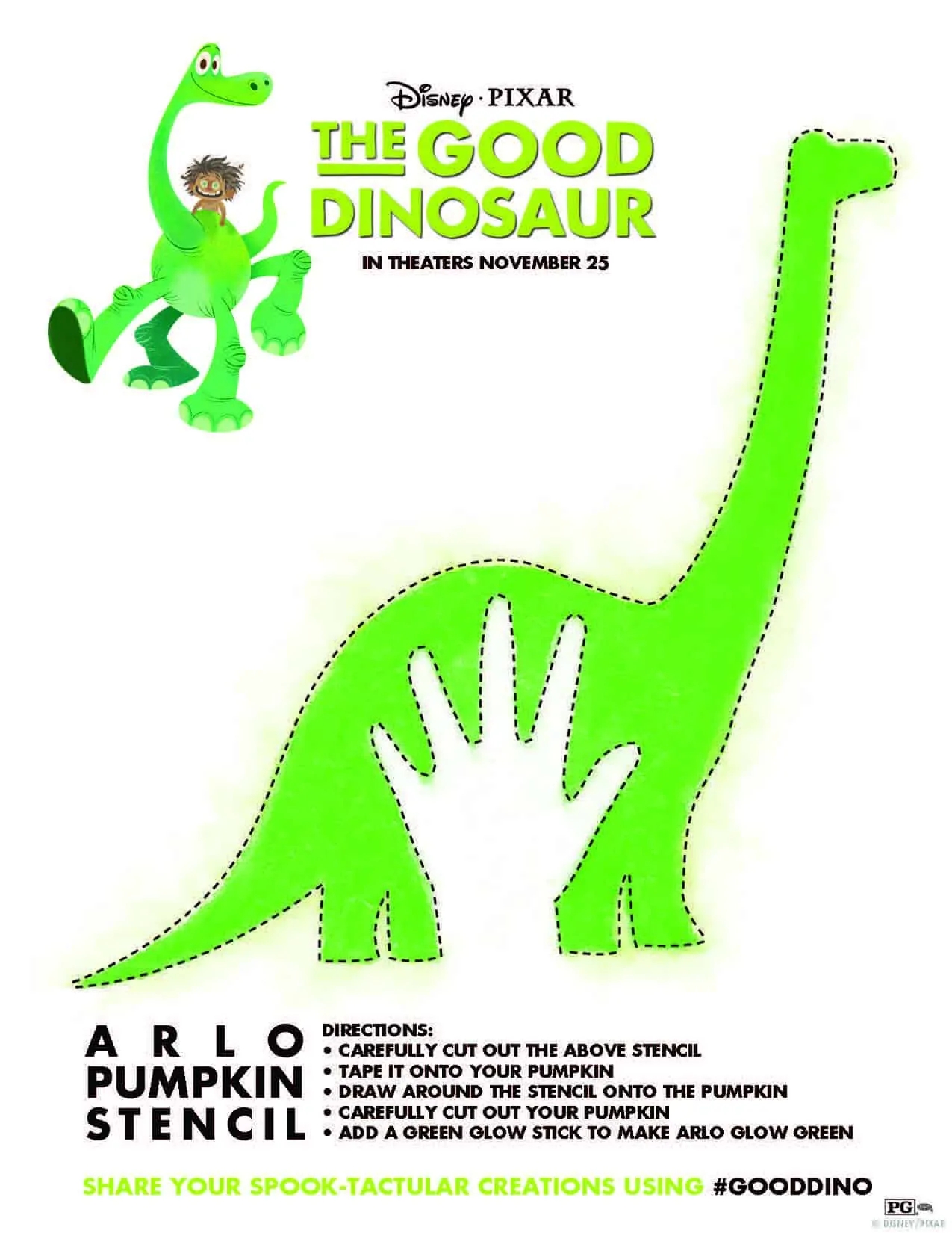 The Good Dinosaur Pumpkin Stencil And Activities With Ashley And Company