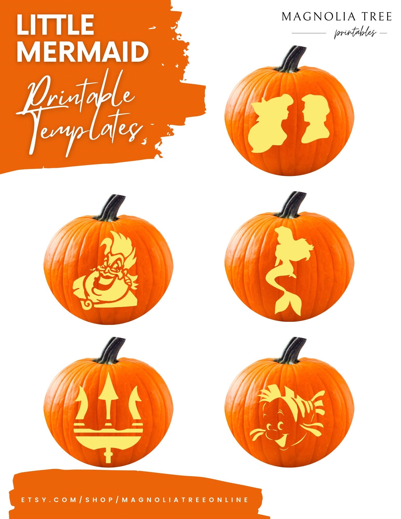 Ariel Pumpkin Stencils Free Printable