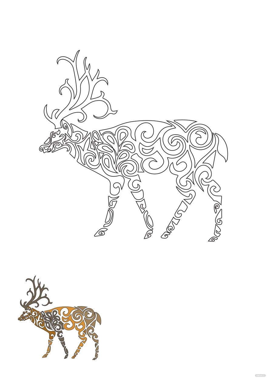 Tribal Deer Coloring Page In PDF Download Template