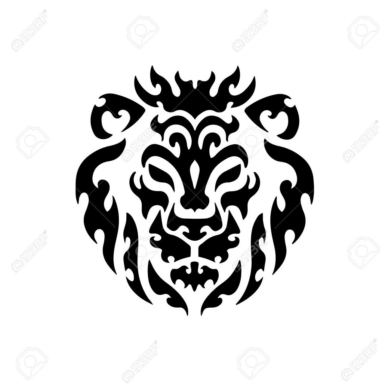 Tribal Lion Head Logo Tattoo Design Stencil Vector Illustration Royalty Free SVG Cliparts Vectors And Stock Illustration Image 172696356 
