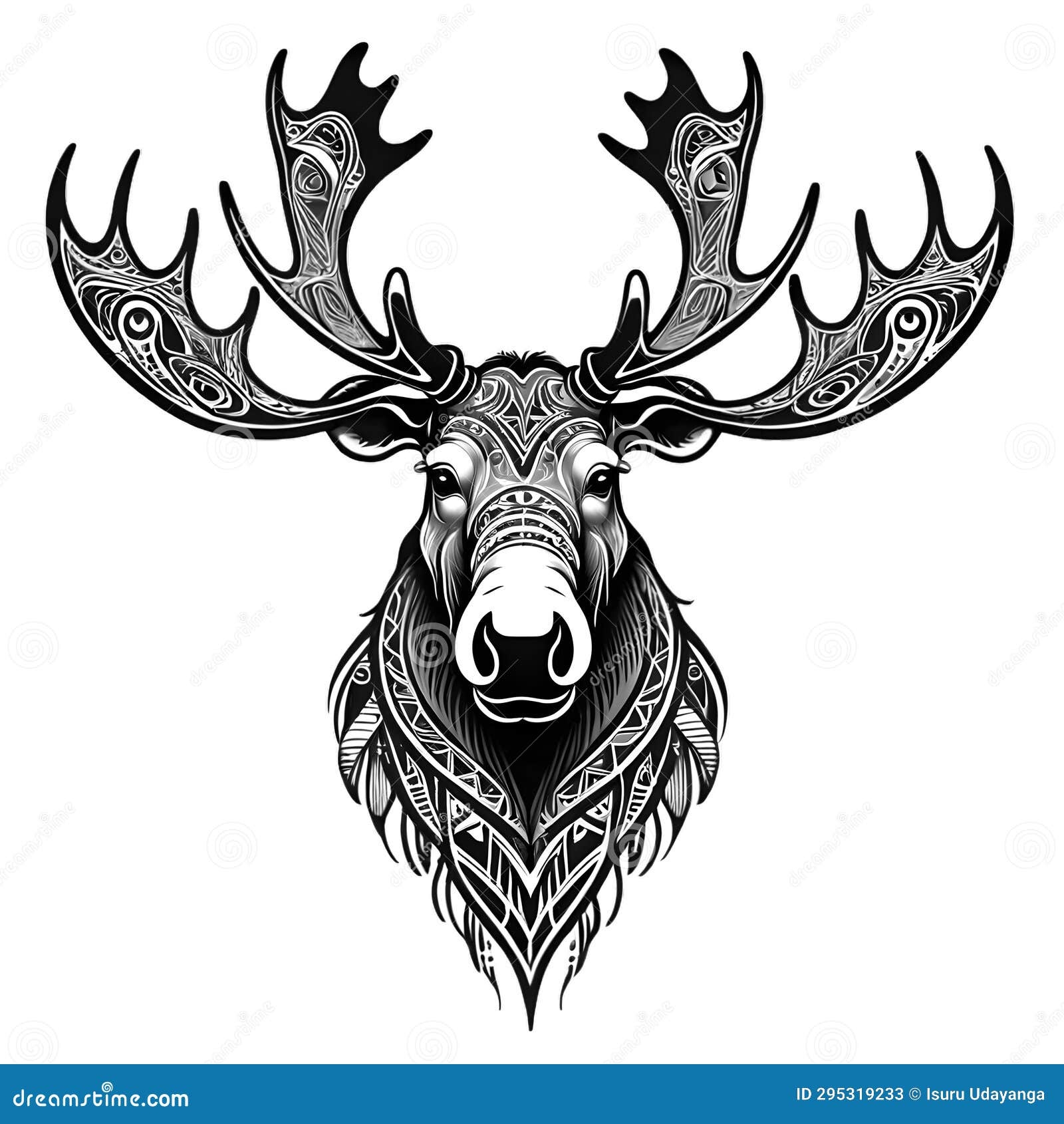 Tribal Moose Tattoo Design Additional Transparent Background Available Stock Image Illustration Of Drawing Silhouette 295319233