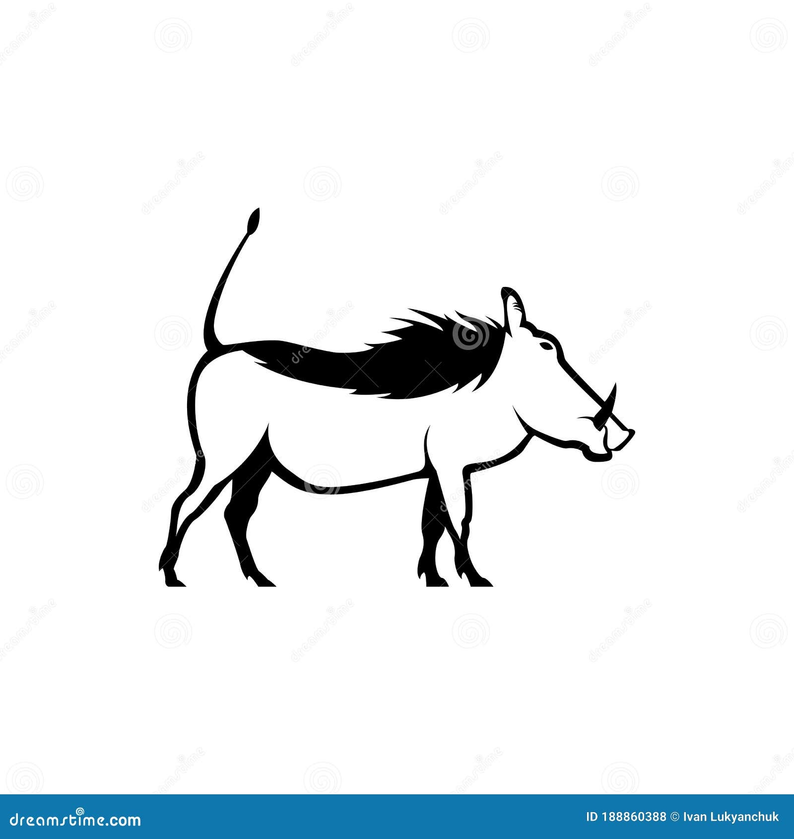 Vector Warthog Silhouette View Side For Retro Logos Emblems Badges Labels Template Vintage Design Element Isolated On White Stock Vector Illustration Of African Drawing 188860388