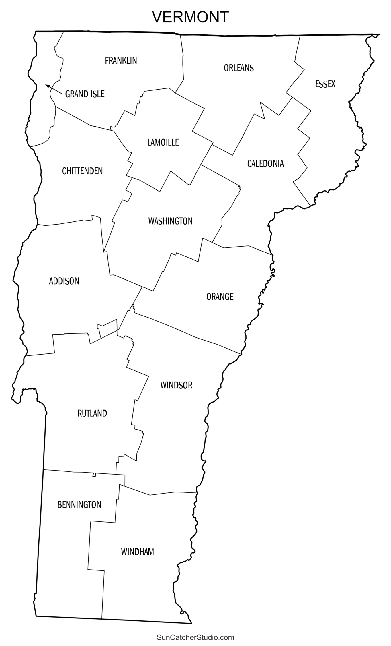Vermont County Map Printable State Map With County Lines Free Printables Monograms Design Tools Patterns DIY Projects